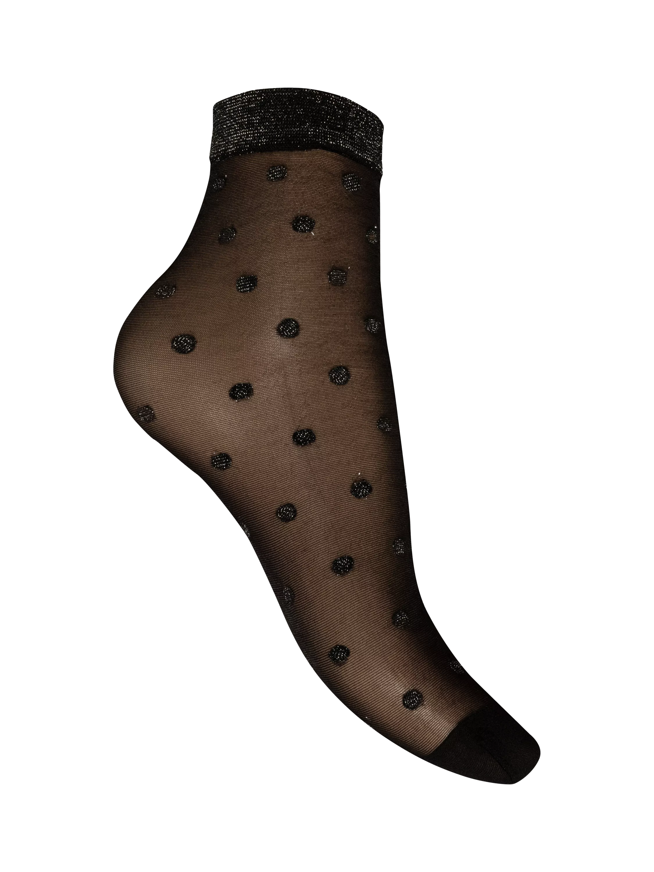 Charnos sparkle spot ankle socks black silver, UK version