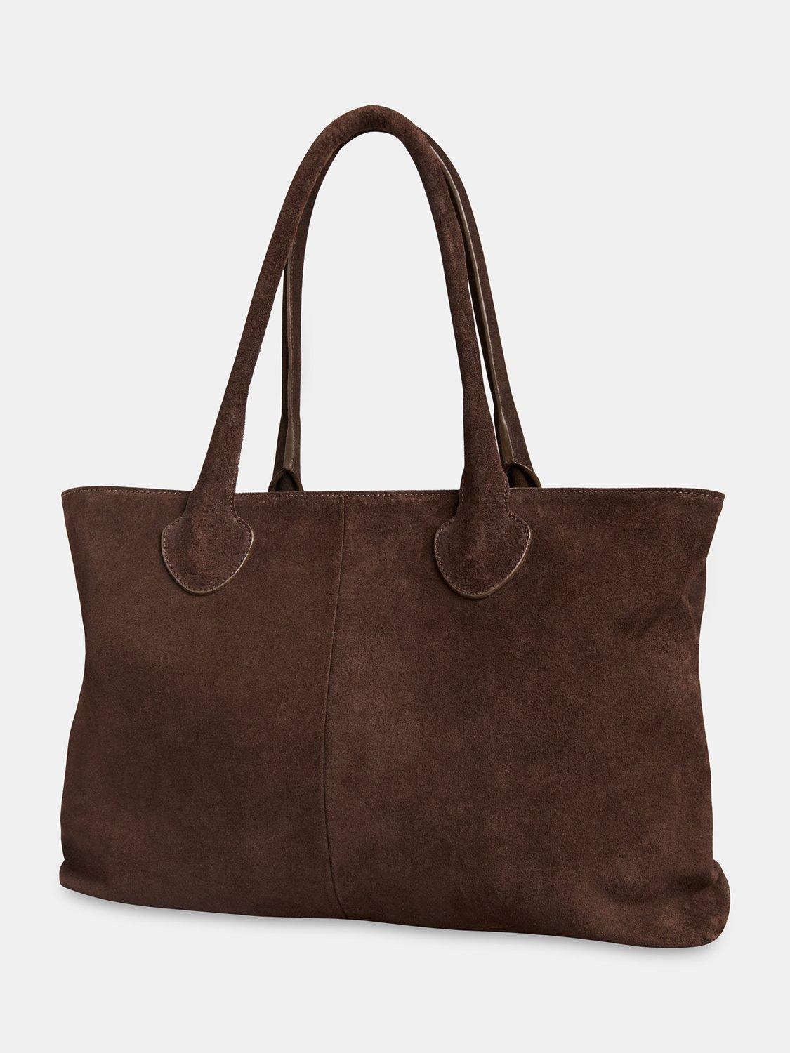 Whistles Leandra suede tote bag chocolate, UK version