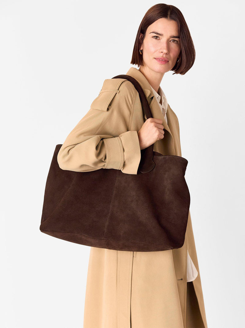 Whistles Leandra suede tote bag chocolate, UK version