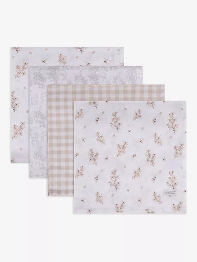 John Lewis The Little Tailor Baby Muslin Cloths Neutral Floral Pack of 4- Buy online at McGrocer