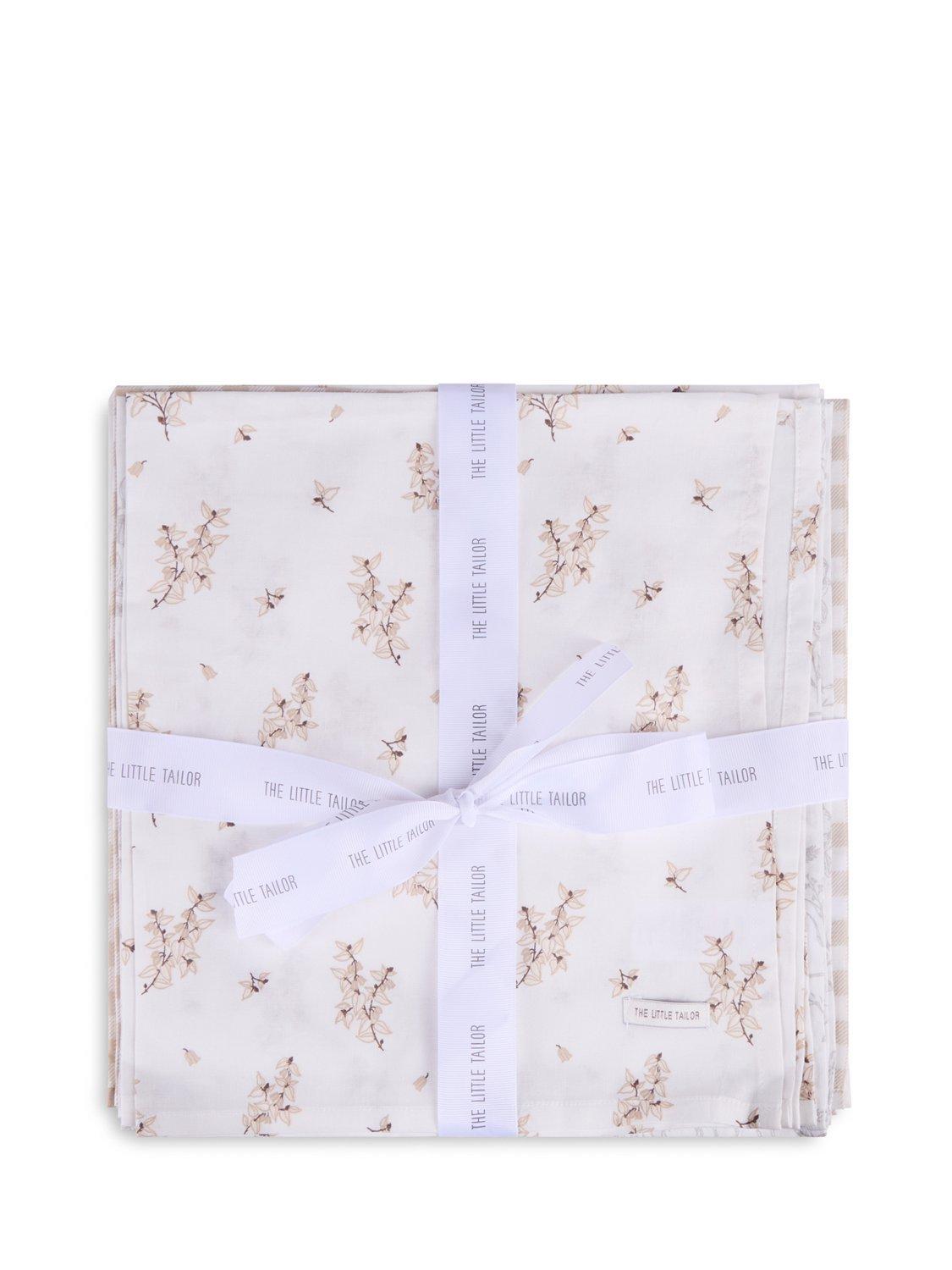The Little Tailor baby muslin cloths pack of 4 neutral floral (British brand)