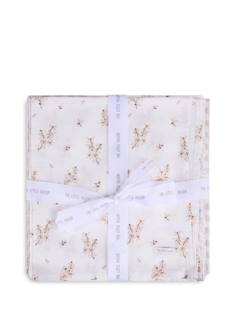 The Little Tailor baby muslin cloths pack of 4 neutral floral (British brand)