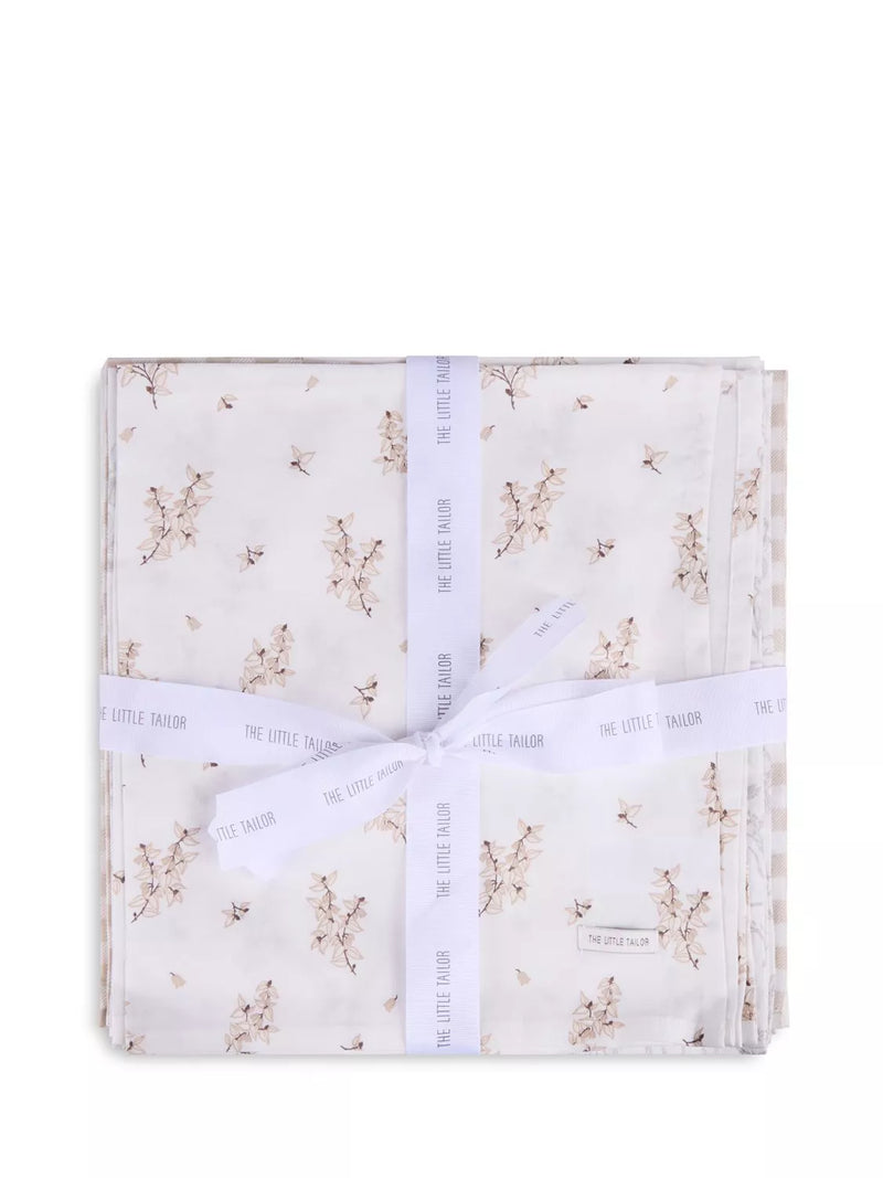 The Little Tailor baby muslin cloths pack of 4 neutral floral (British brand)