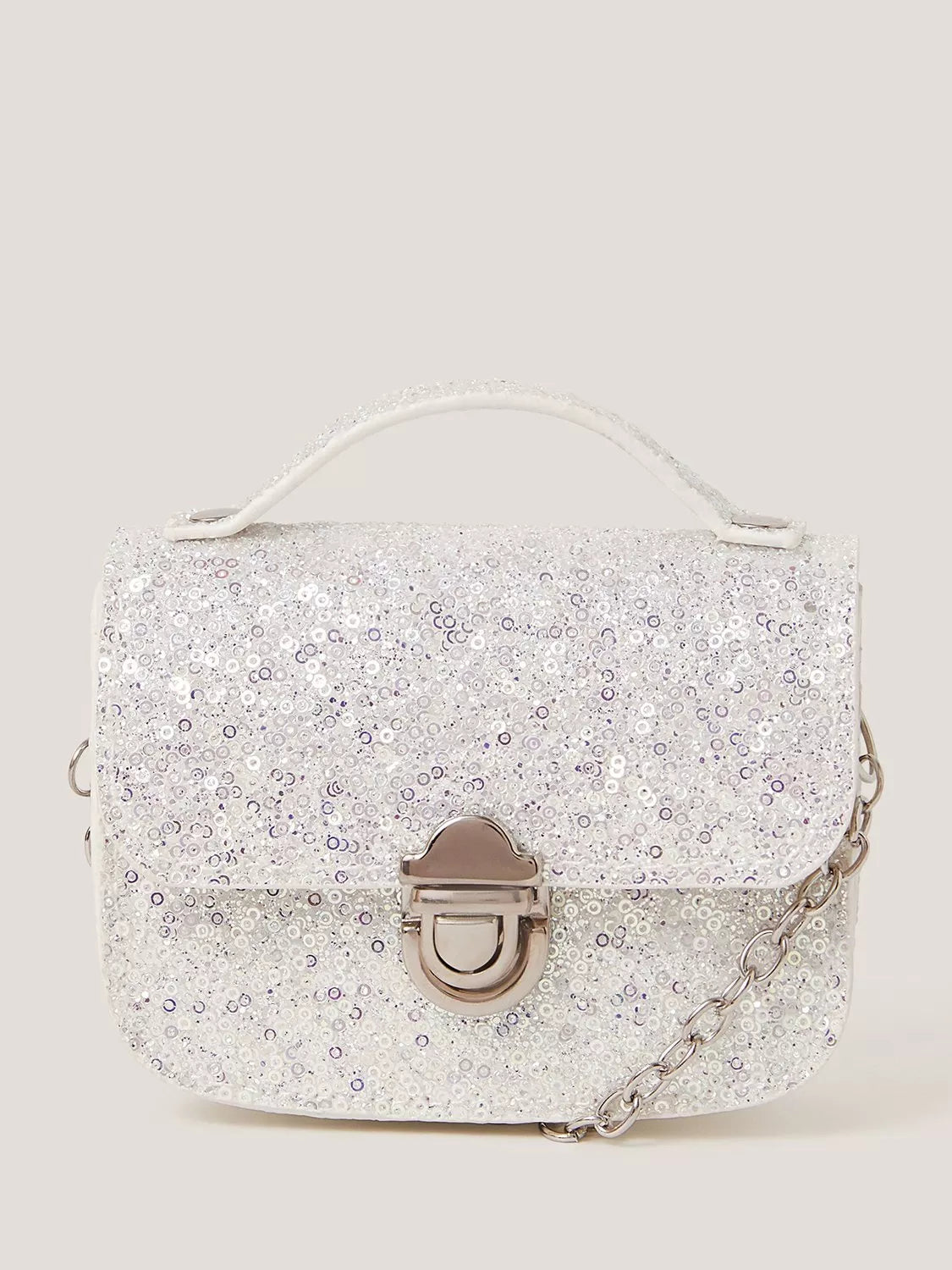Monsoon Mini Glitter Bag silver, imported from the UK
