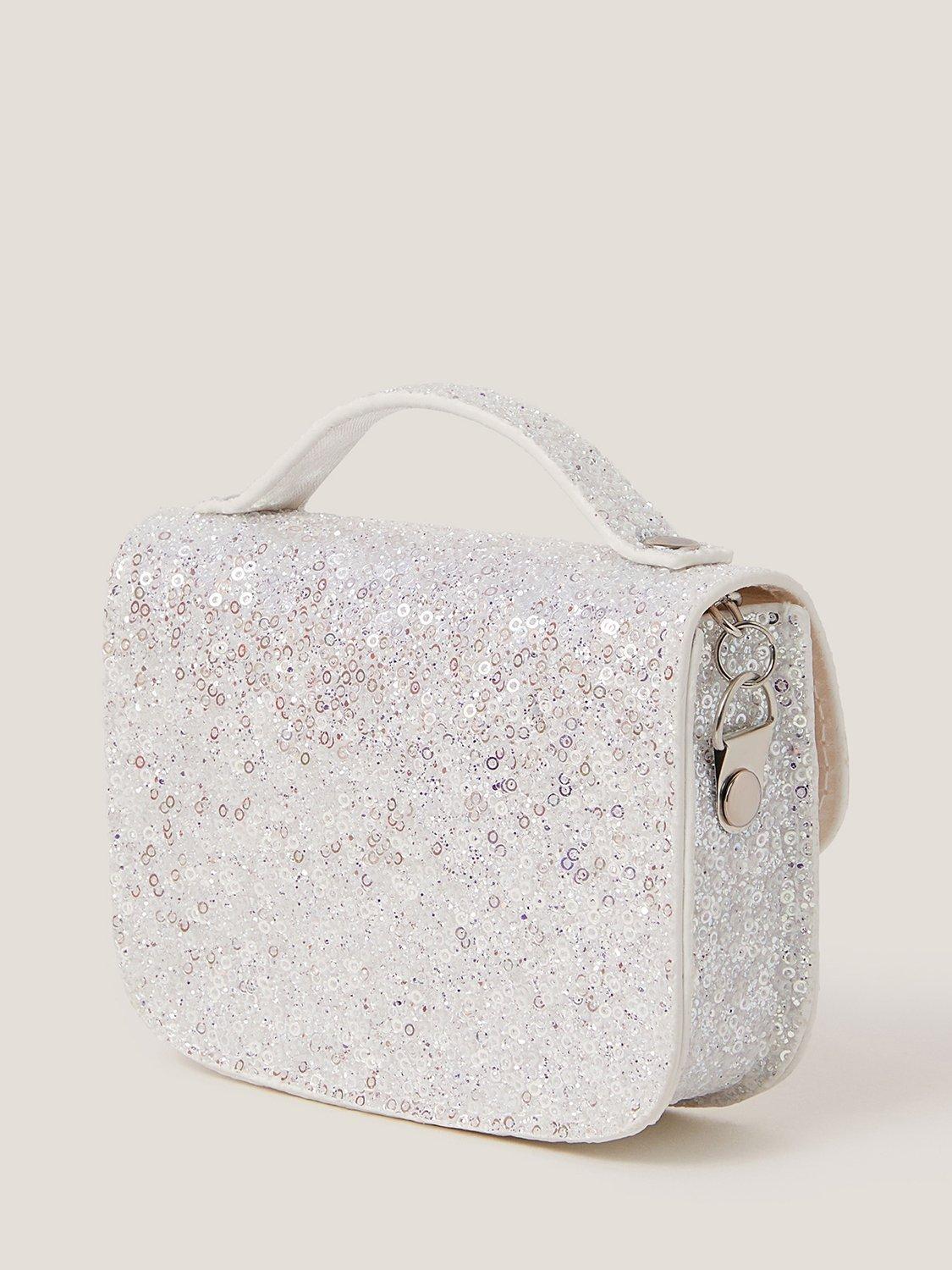 Monsoon Mini Glitter Bag silver, imported from the UK