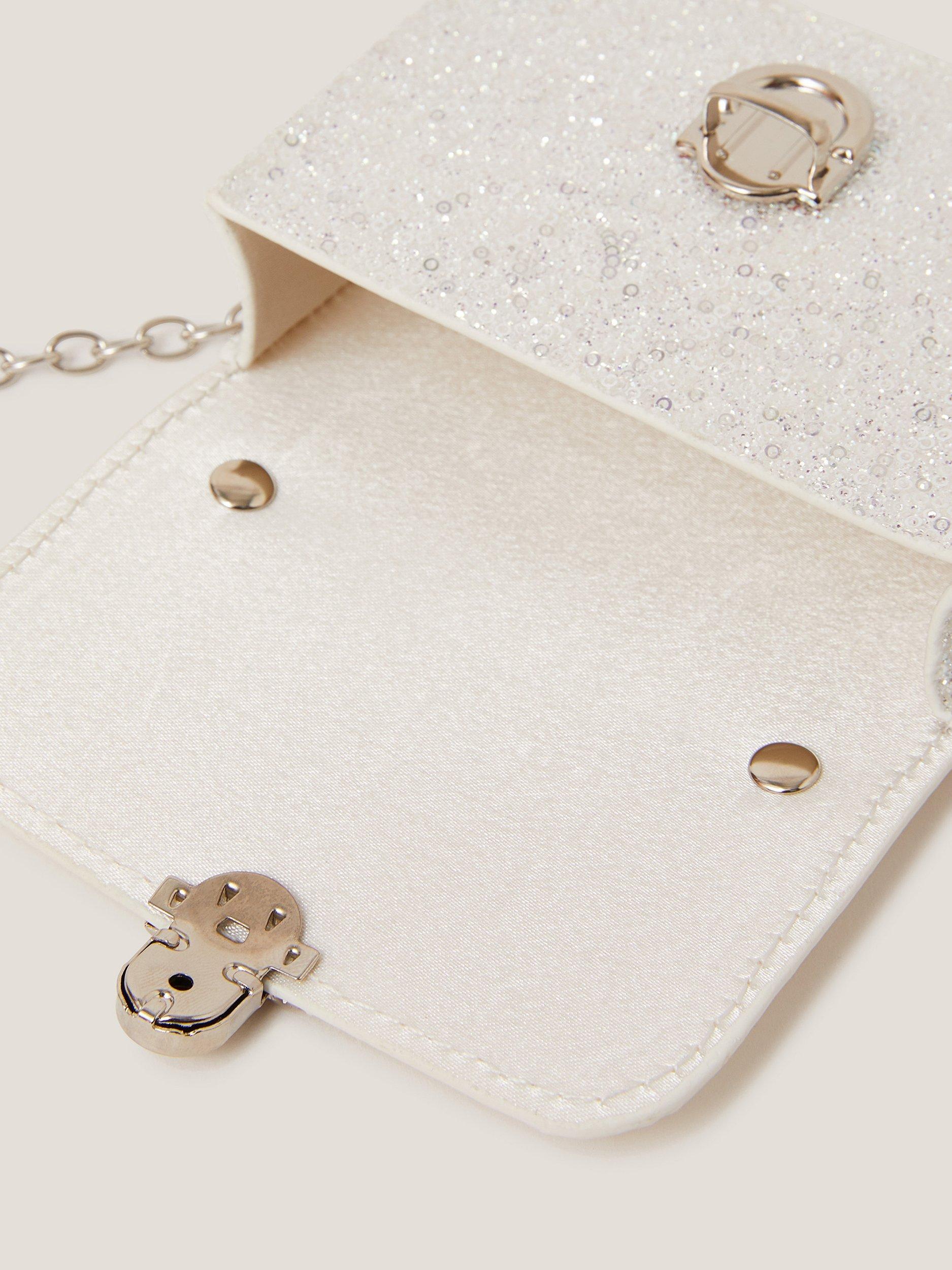 Monsoon Mini Glitter Bag silver, imported from the UK