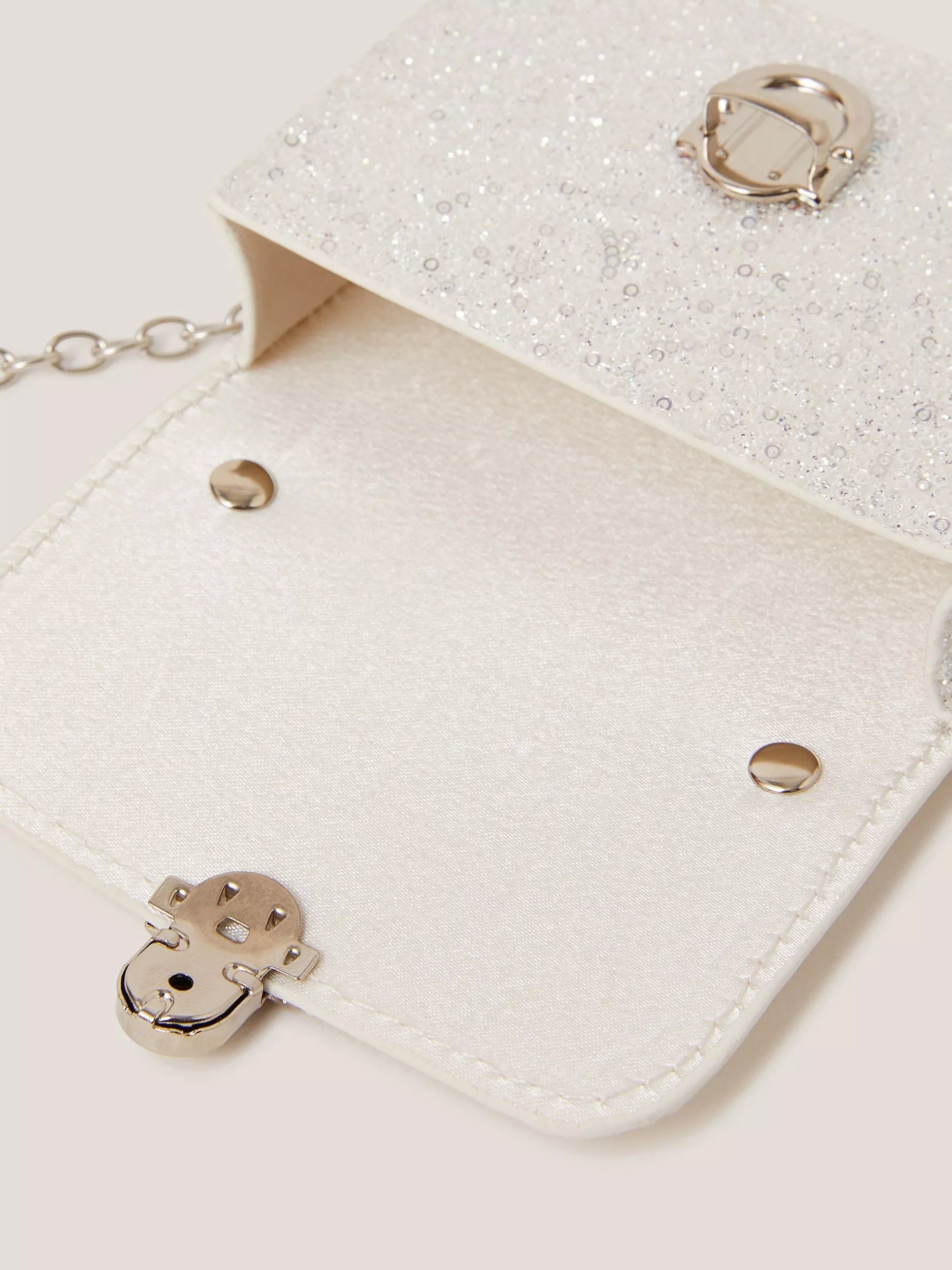 Monsoon Mini Glitter Bag silver, imported from the UK