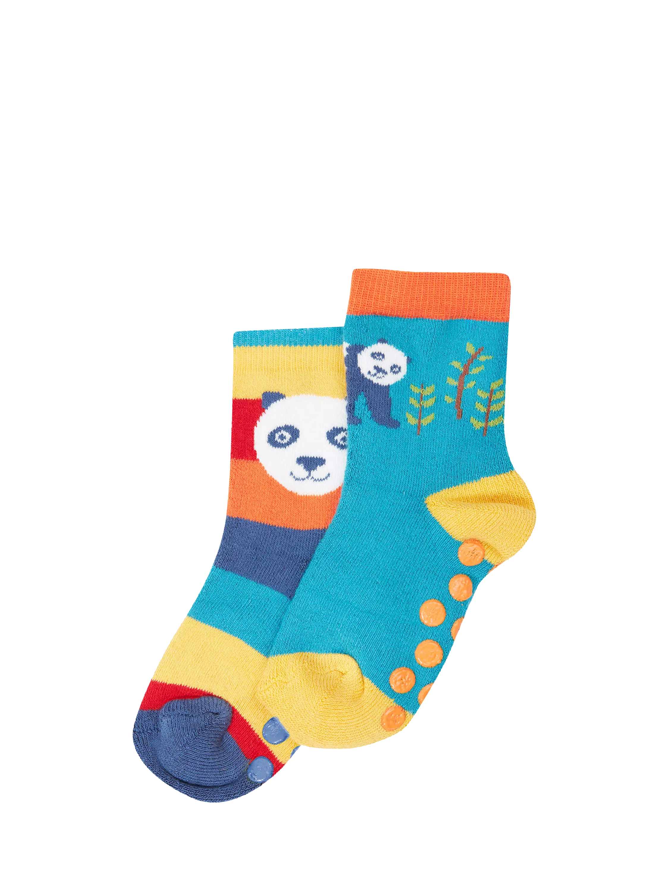 Frugi kids grippy socks panda multi pack of 2 (British brand)