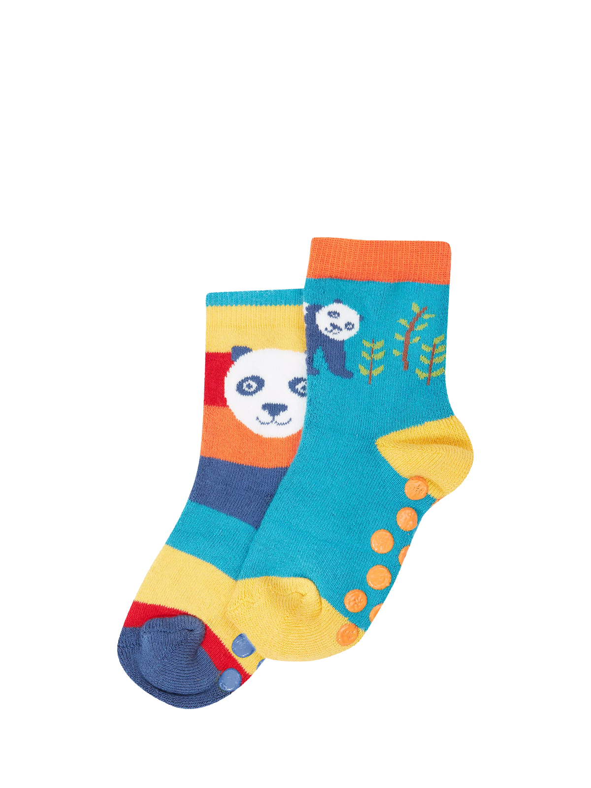 Frugi kids grippy socks panda multi pack of 2 (British brand)