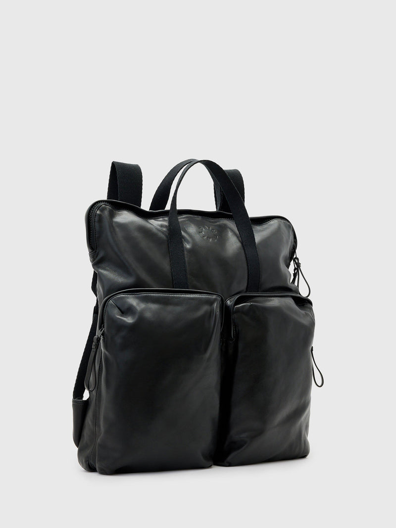 AllSaints Haven Force Leather Backpack Black (British brand)