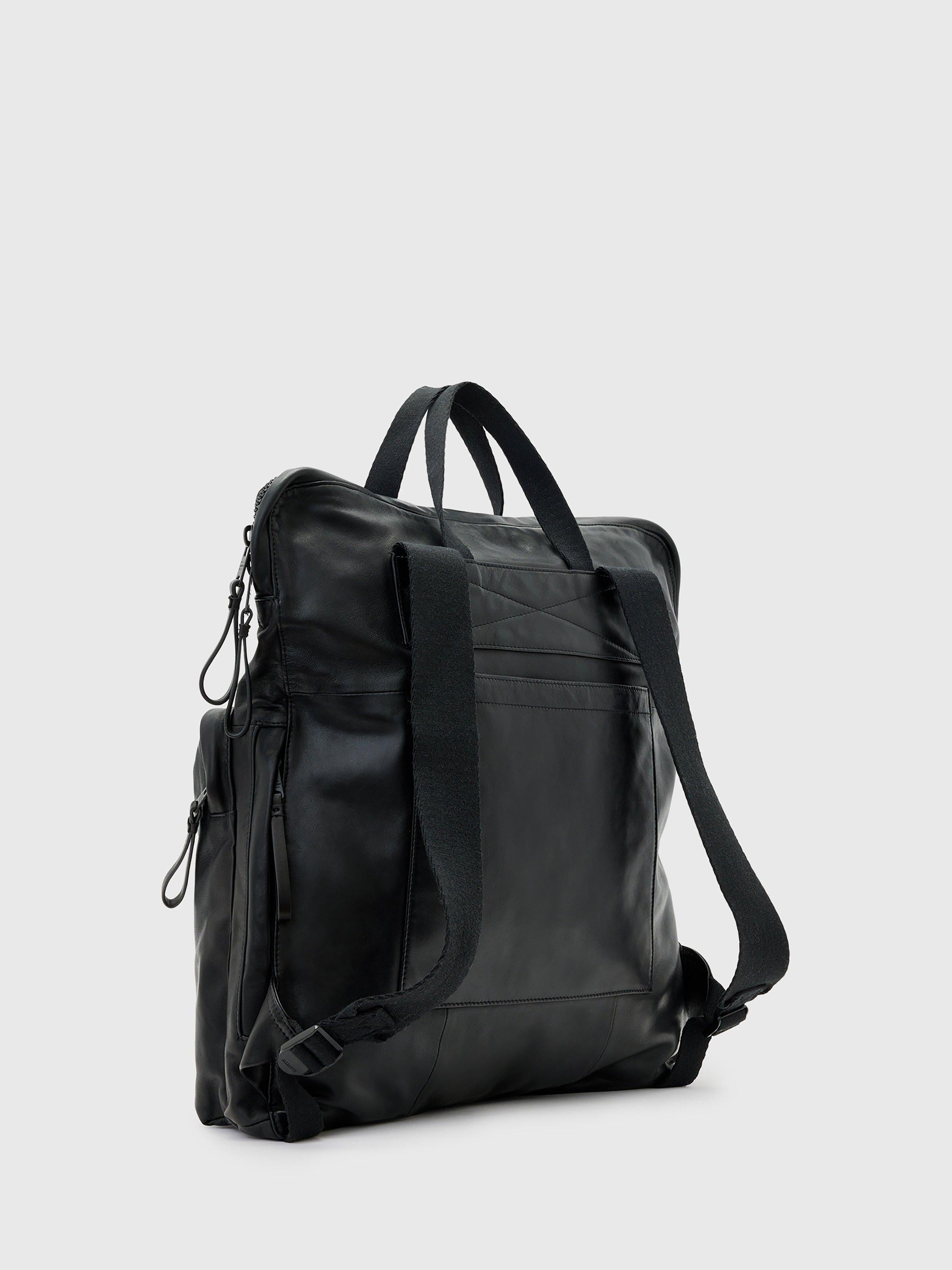 AllSaints Haven Force Leather Backpack Black (British brand)