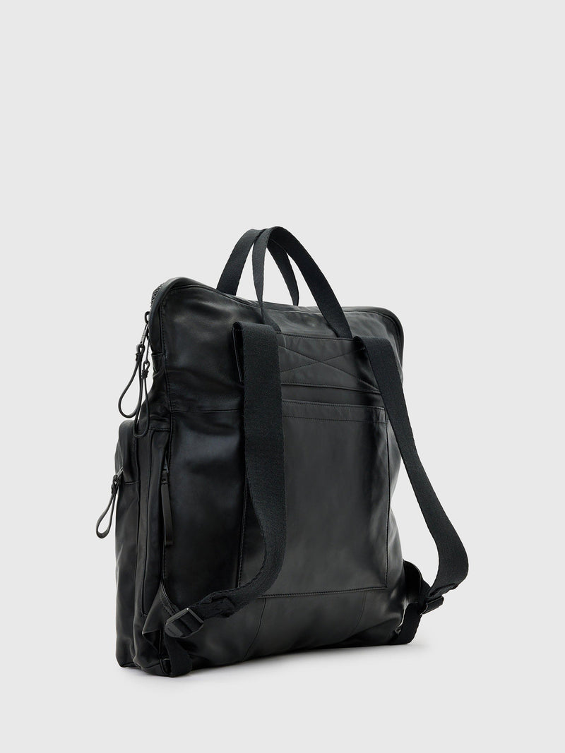 AllSaints Haven Force Leather Backpack Black (British brand)