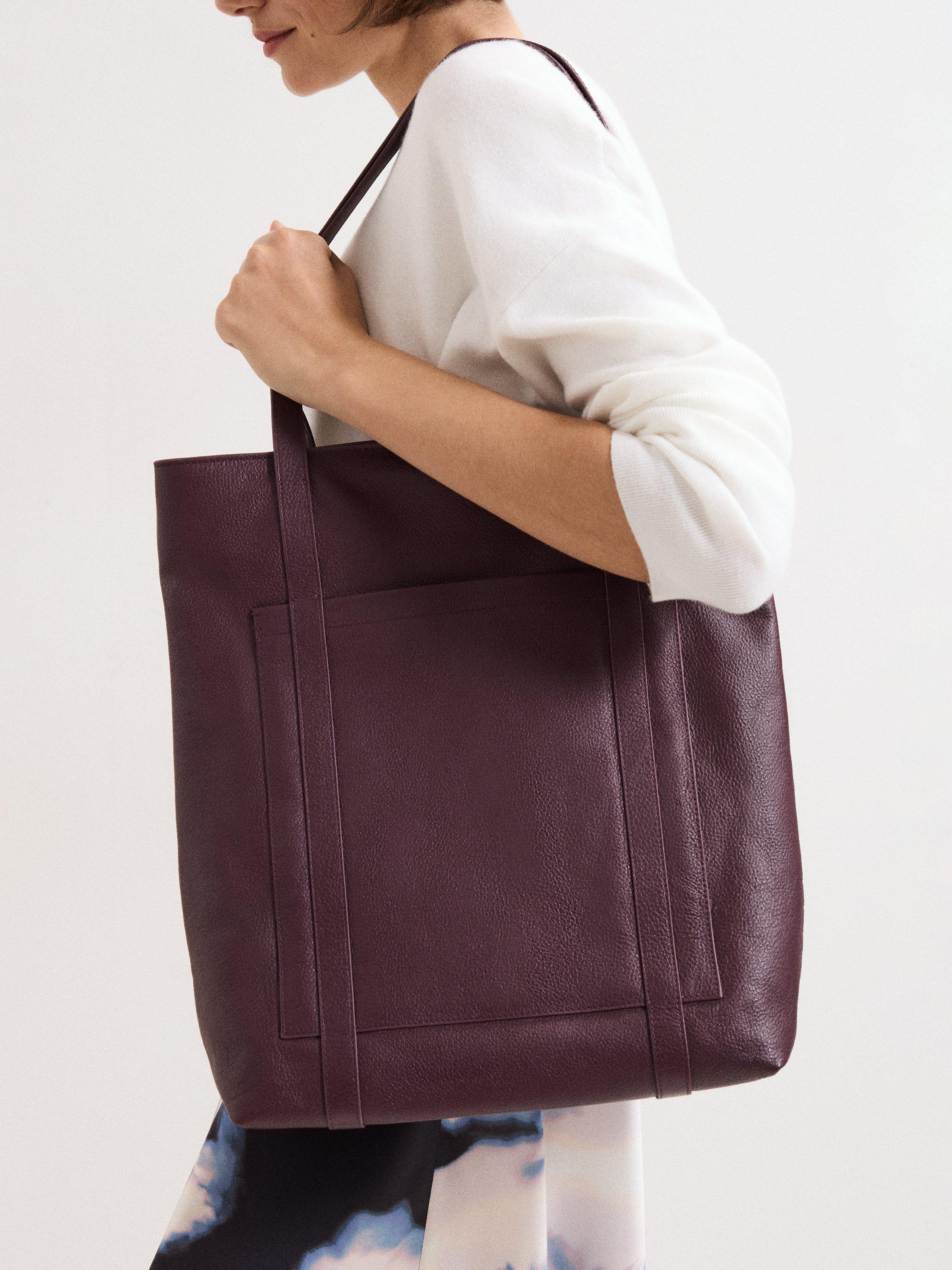 Phase Eight dark red leather tote bag, imported from the UK