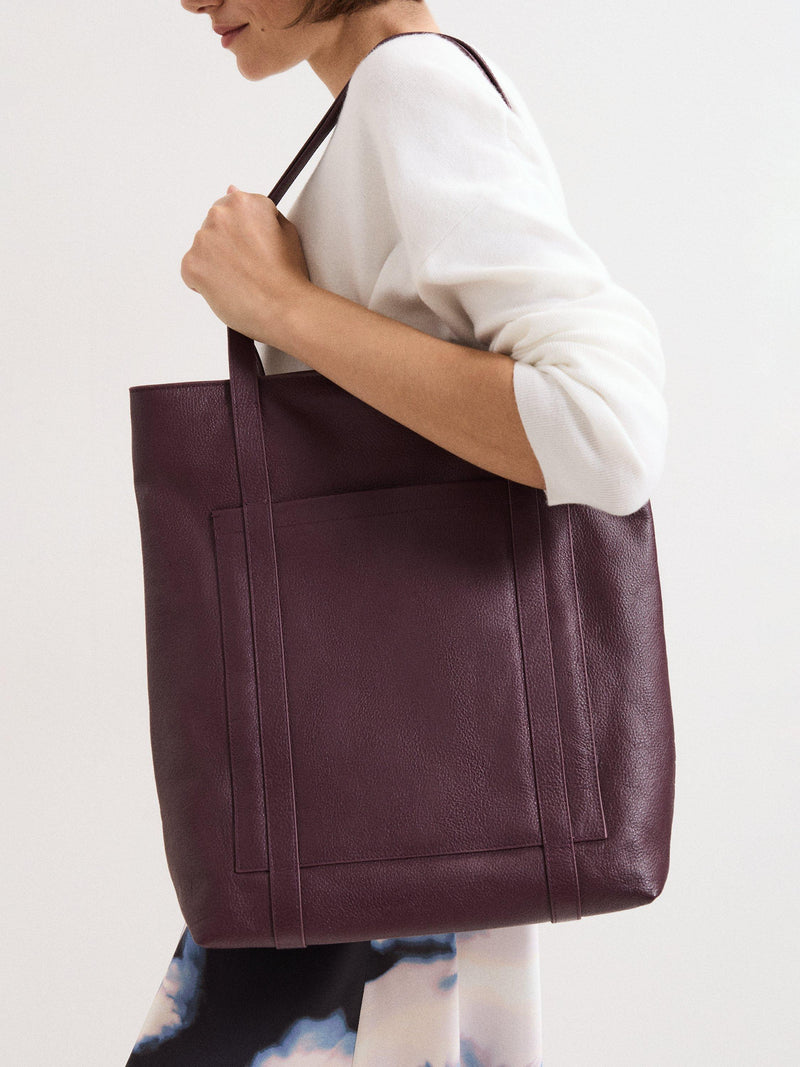 Phase Eight dark red leather tote bag, imported from the UK