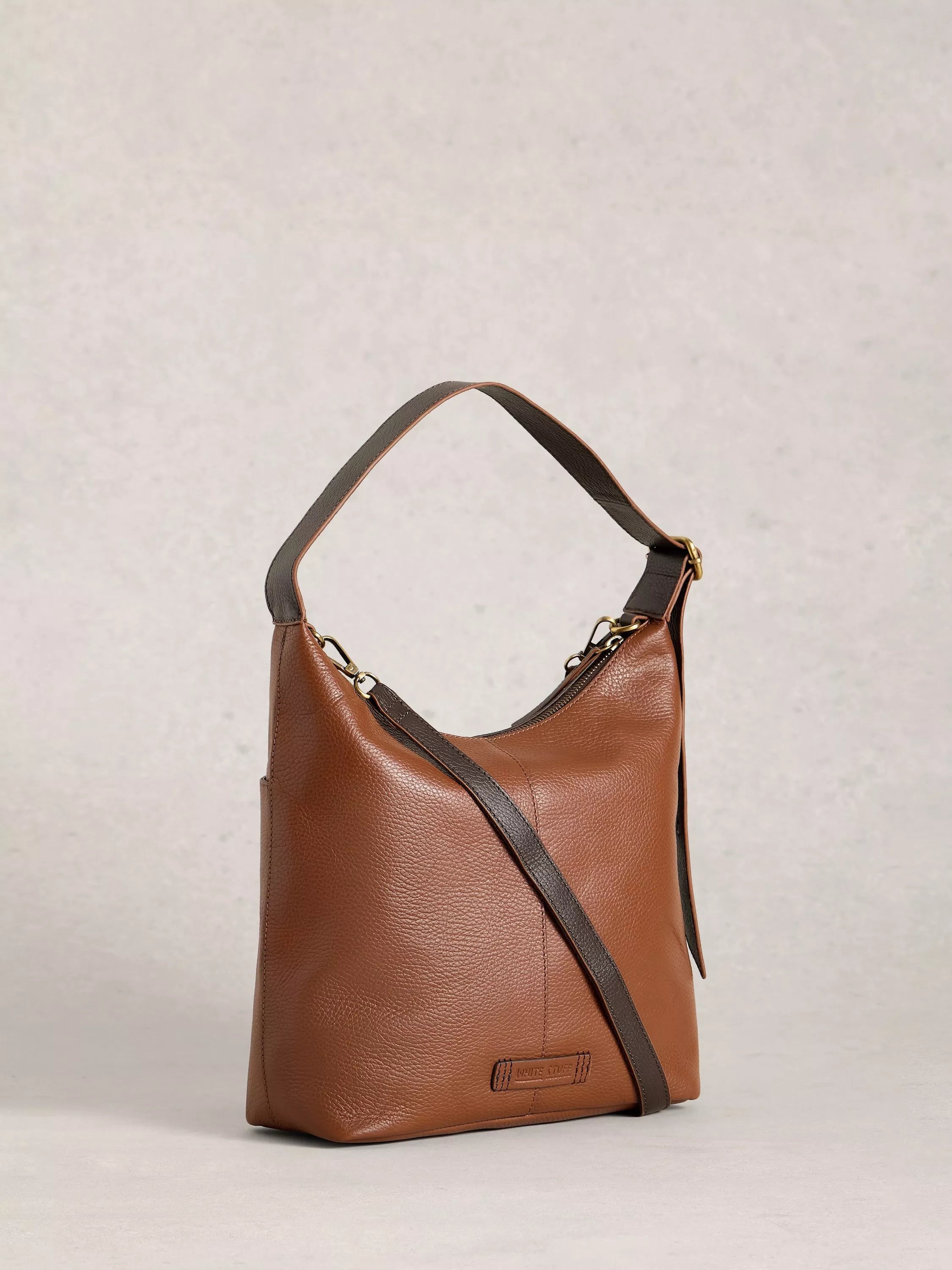 White Stuff Sophia Leather Shoulder Bag in Mid Tan, imported from the UK