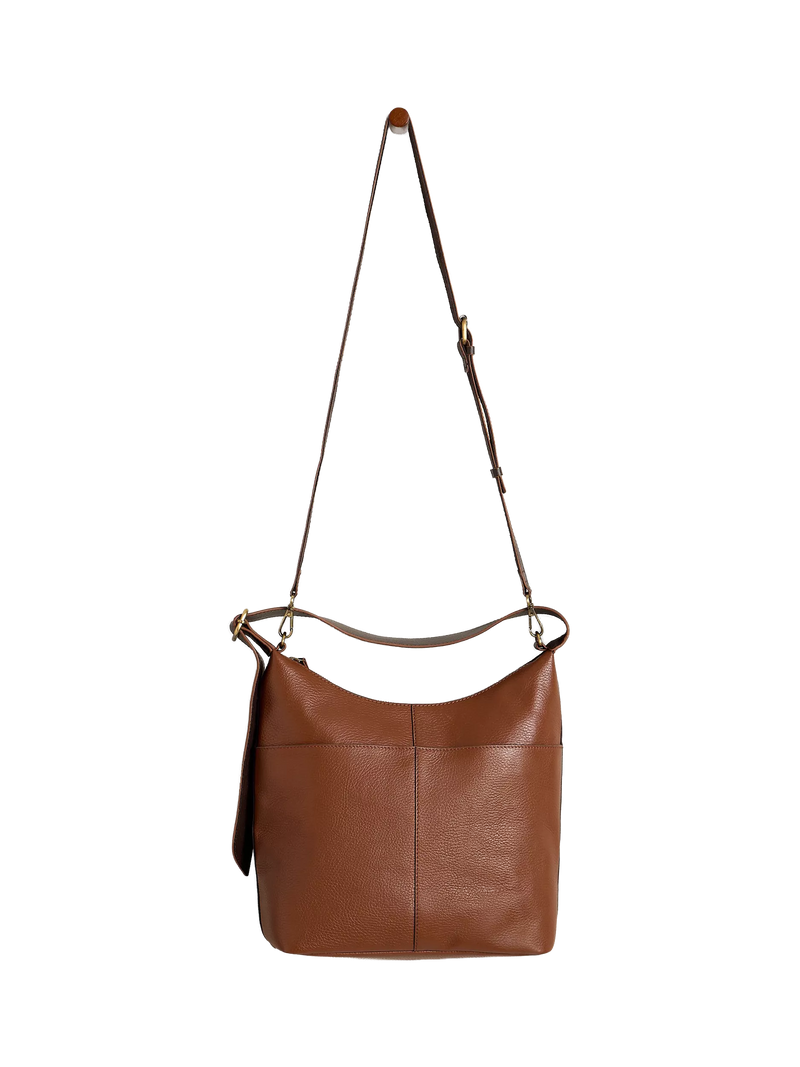 White Stuff Sophia Leather Shoulder Bag in Mid Tan, imported from the UK
