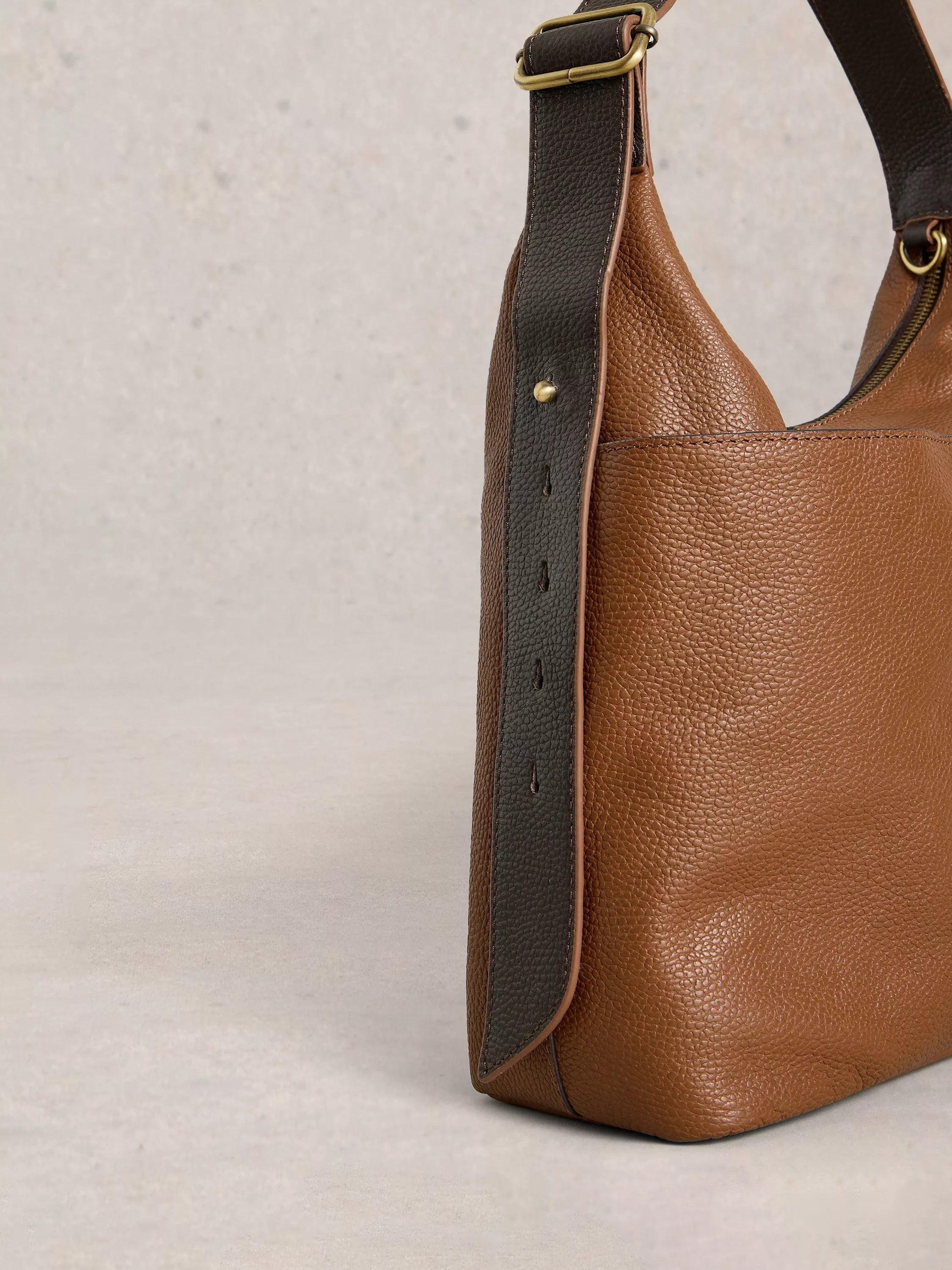 White Stuff Sophia Leather Shoulder Bag in Mid Tan, imported from the UK
