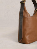 White Stuff Sophia Leather Shoulder Bag in Mid Tan, imported from the UK