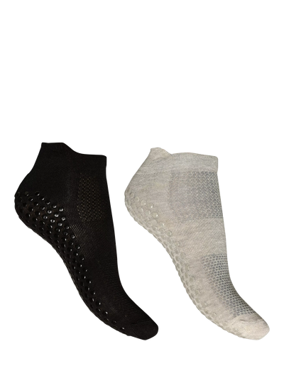 John Lewis Charnos Active Grip Sport Socks, Pack of 2, Black/Grey- Buy online at McGrocer