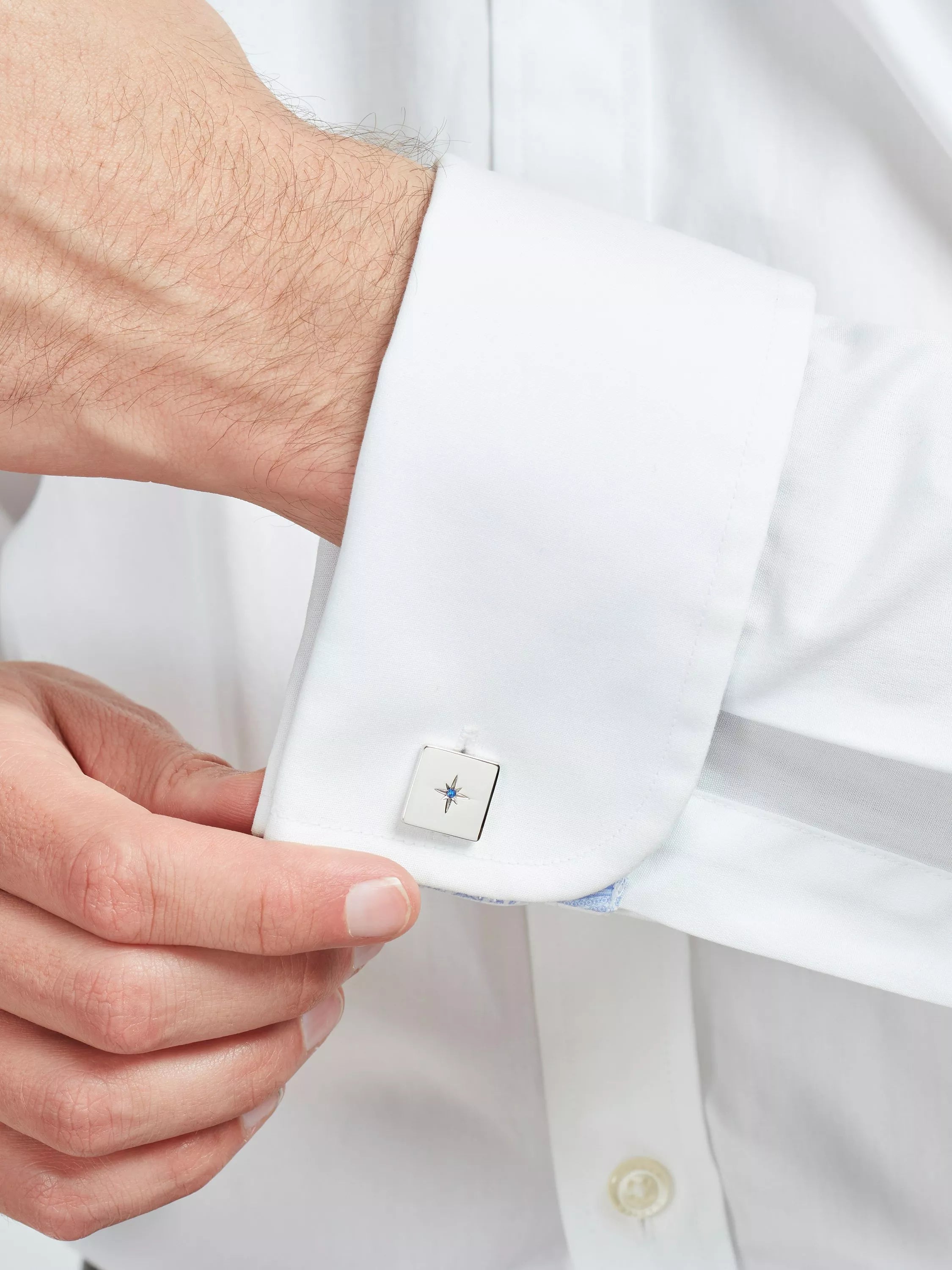 Simon Carter crystal star sterling silver square cufflinks - British product