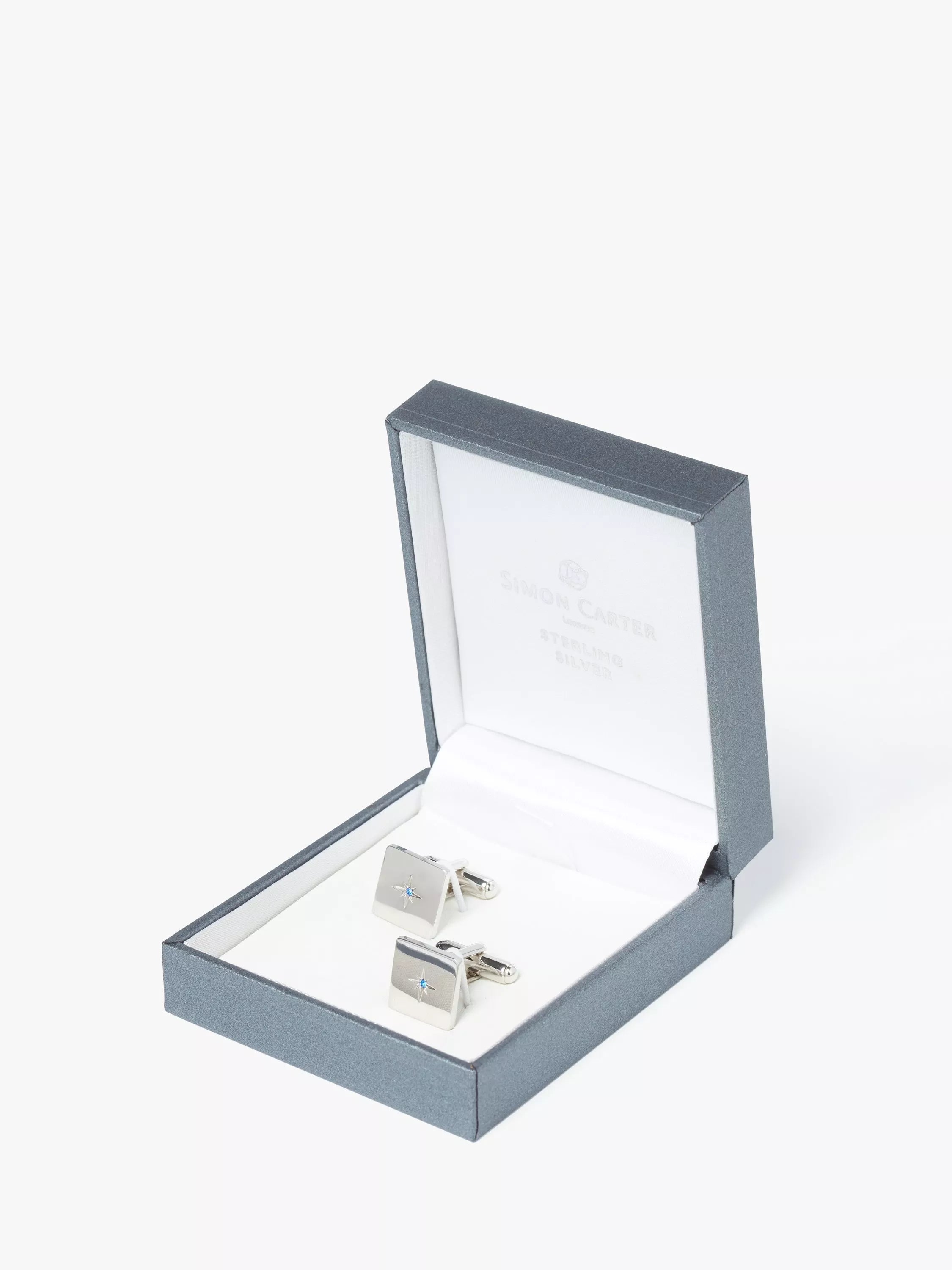Simon Carter crystal star sterling silver square cufflinks - British product