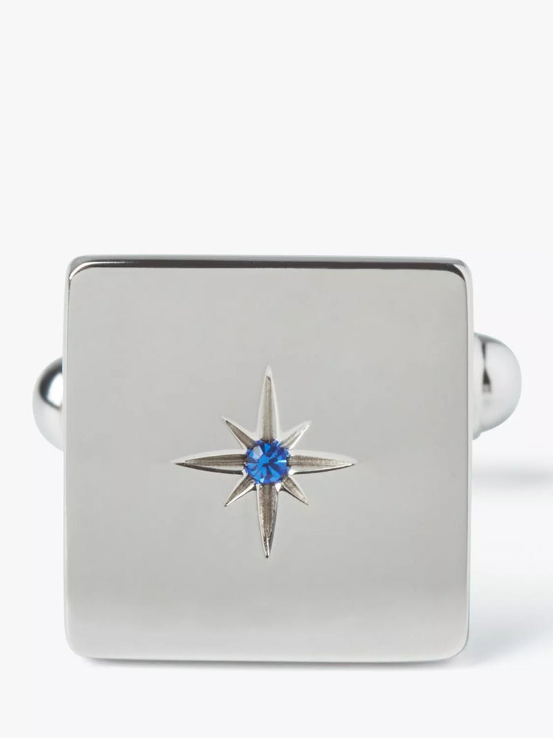 Simon Carter crystal star sterling silver square cufflinks - British product