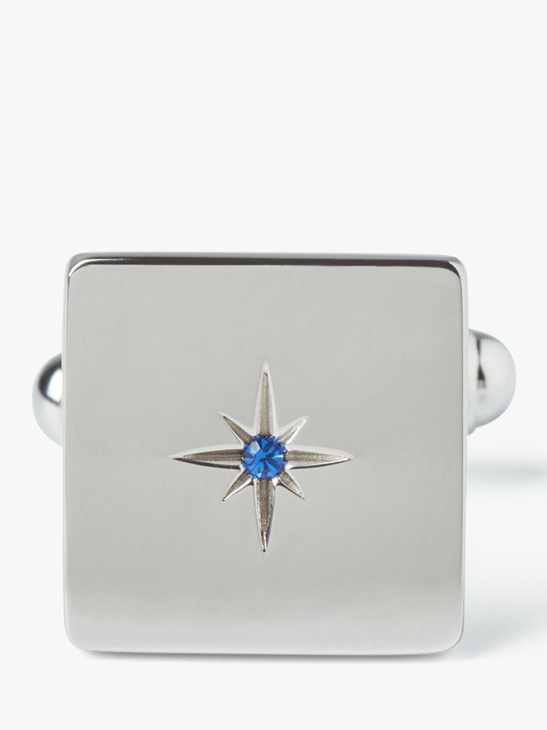 Simon Carter crystal star sterling silver square cufflinks - British product