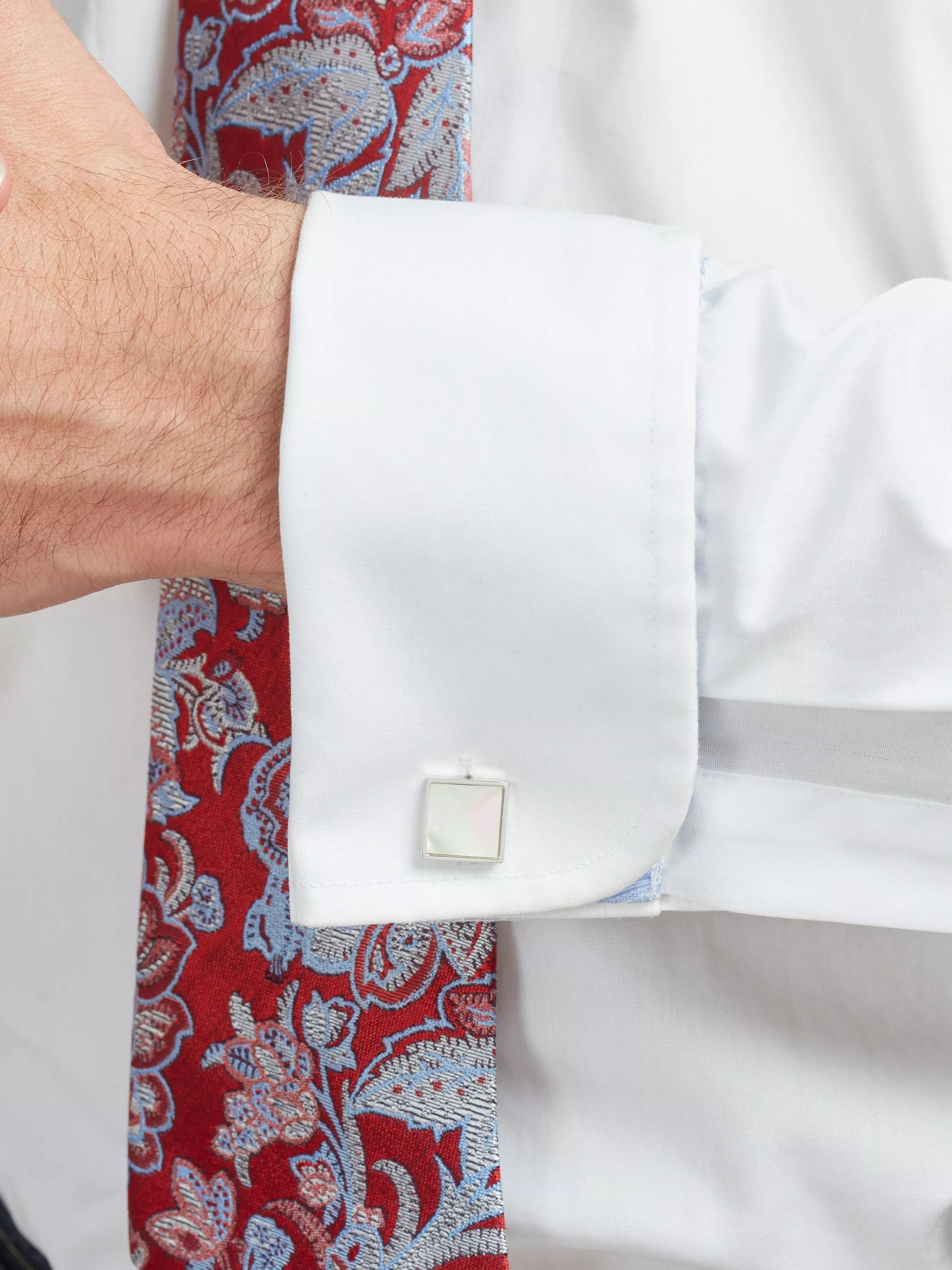 Simon Carter Mother of Pearl sterling silver square cufflinks 14mm, UK version