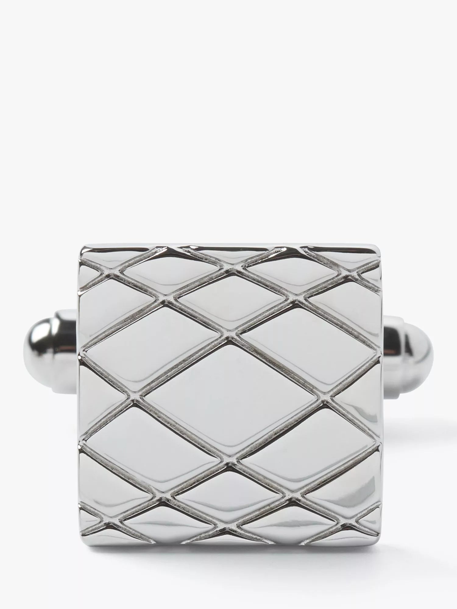 Simon Carter silver cufflinks embossed crisscross pattern, UK version