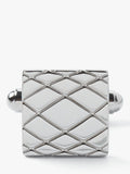 Simon Carter silver cufflinks embossed crisscross pattern, UK version