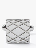 Simon Carter silver cufflinks embossed crisscross pattern, UK version