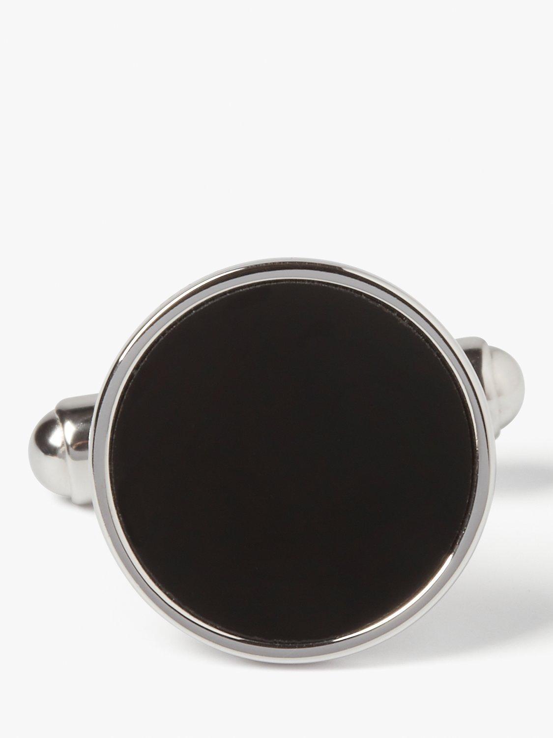 Simon Carter round cufflinks black onyx sterling silver, UK version