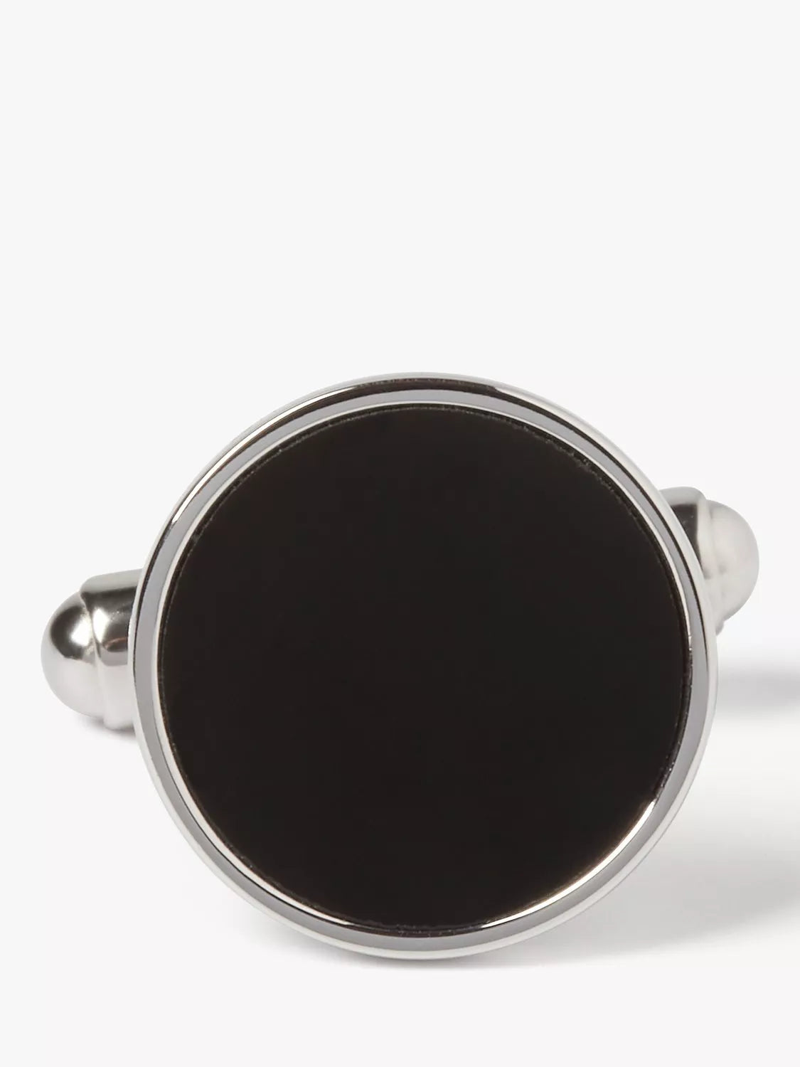 Simon Carter round cufflinks black onyx sterling silver, UK version