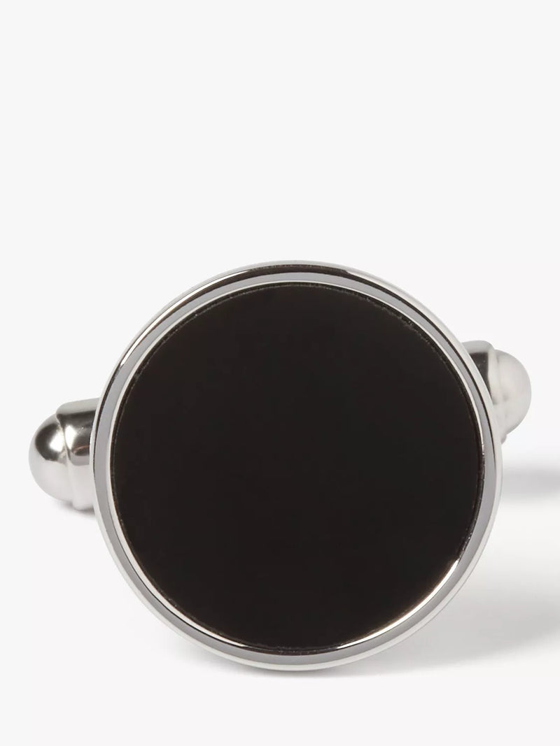 Simon Carter round cufflinks black onyx sterling silver, UK version