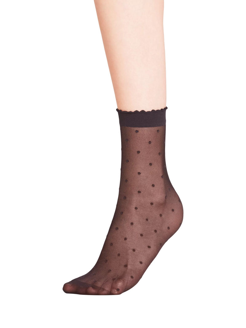 FALKE 15 denier dot ankle socks black, imported from the UK