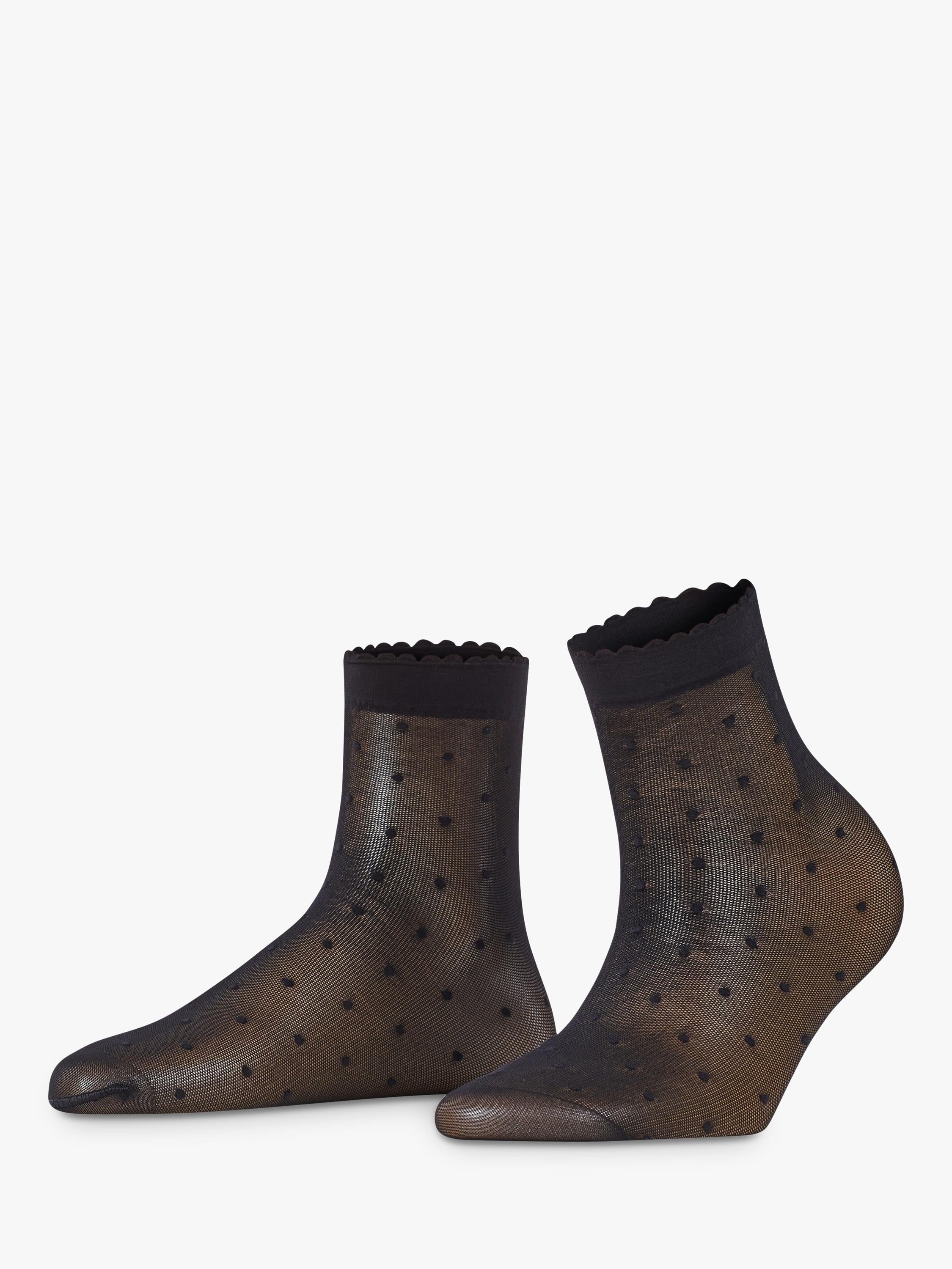 FALKE 15 denier dot ankle socks black, imported from the UK
