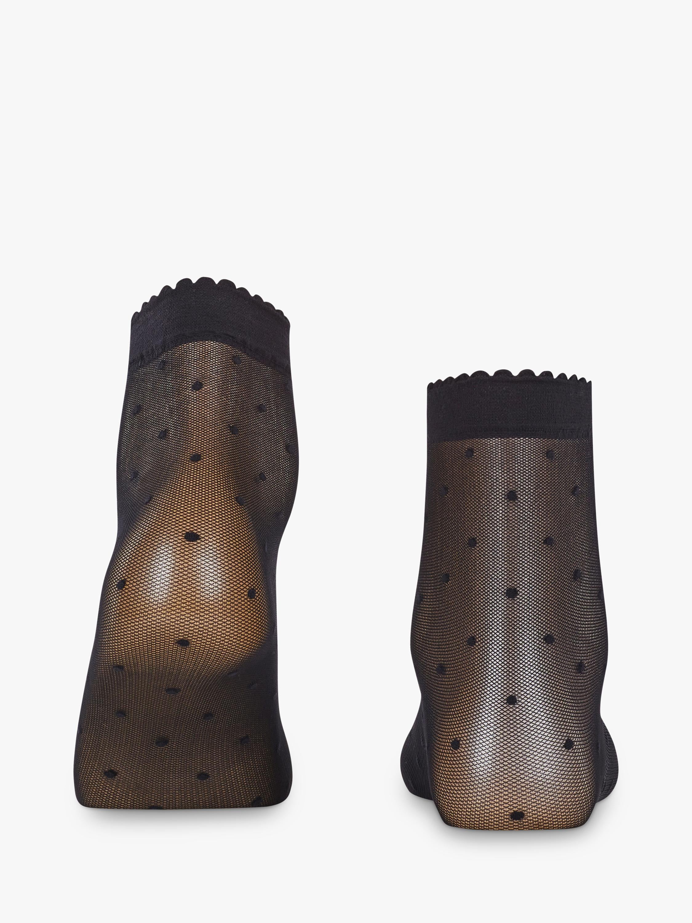 FALKE 15 denier dot ankle socks black, imported from the UK