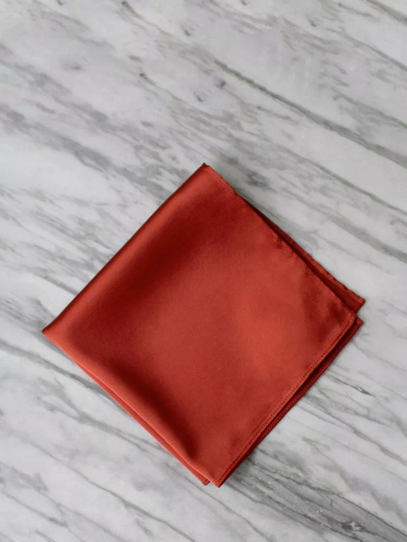 Rewritten Satin Pocket Square, Burnt Orange, One Size