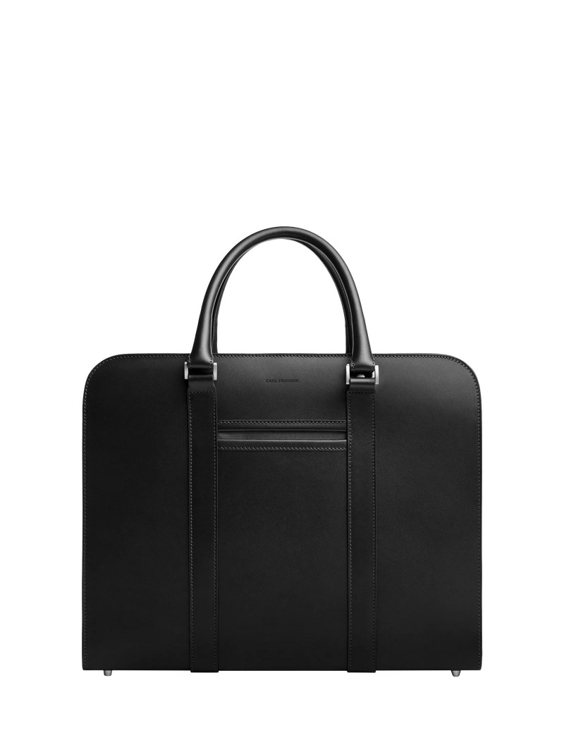 Carl Friedrik Palissy 15" Laptop Leather Double Briefcase, 16L, Black