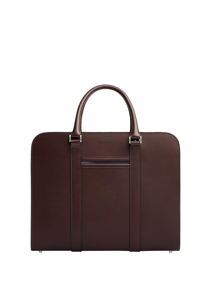 Carl Friedrik Palissy 15" Laptop Leather Double Briefcase, 16L, Chocolate