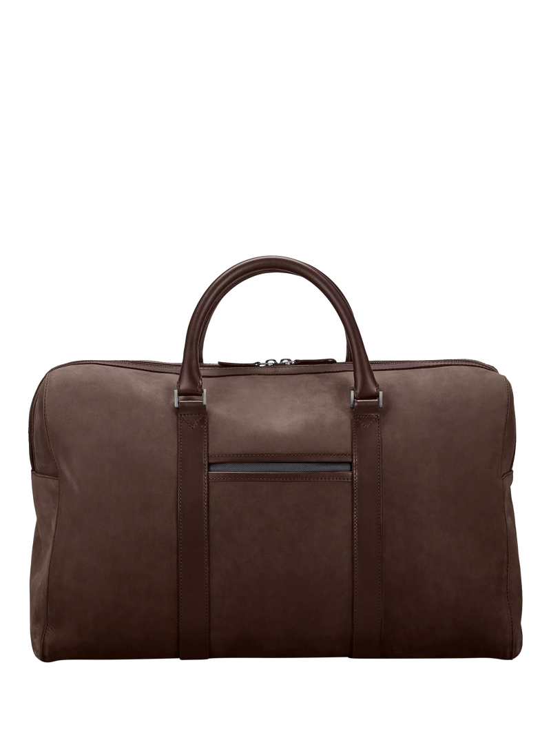 Carl Friedrik Compact Weekender Leather Holdall Bag, 35L, Chocolate