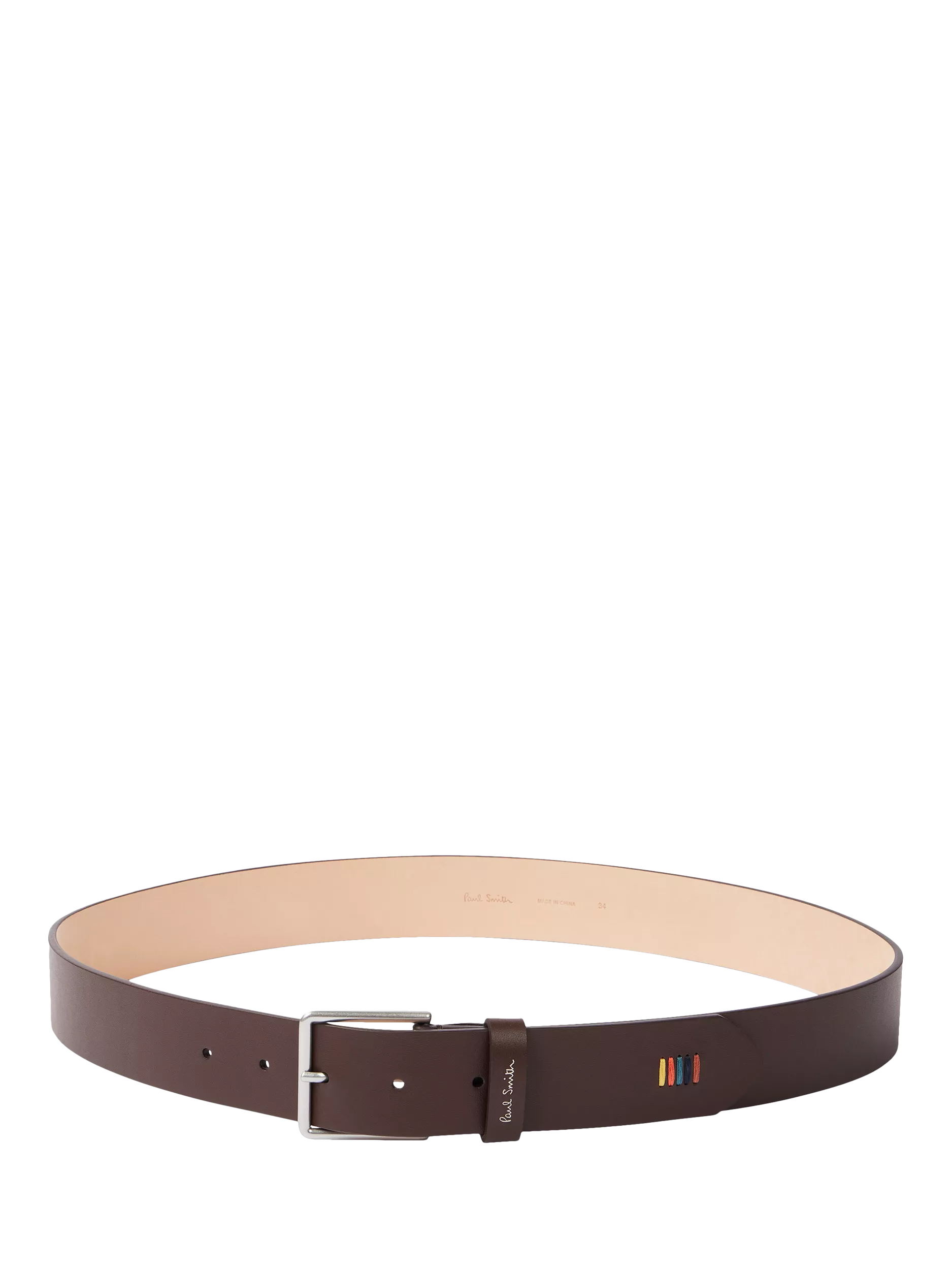 Paul Smith logo leather belt with zinc buckle, UK version