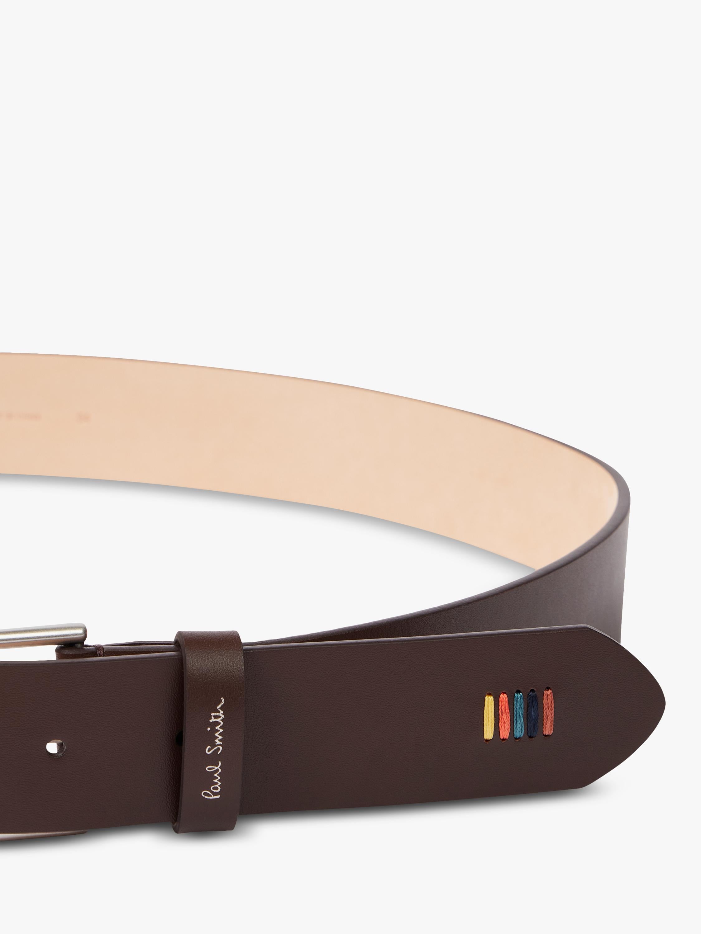 Paul Smith logo leather belt with zinc buckle, UK version