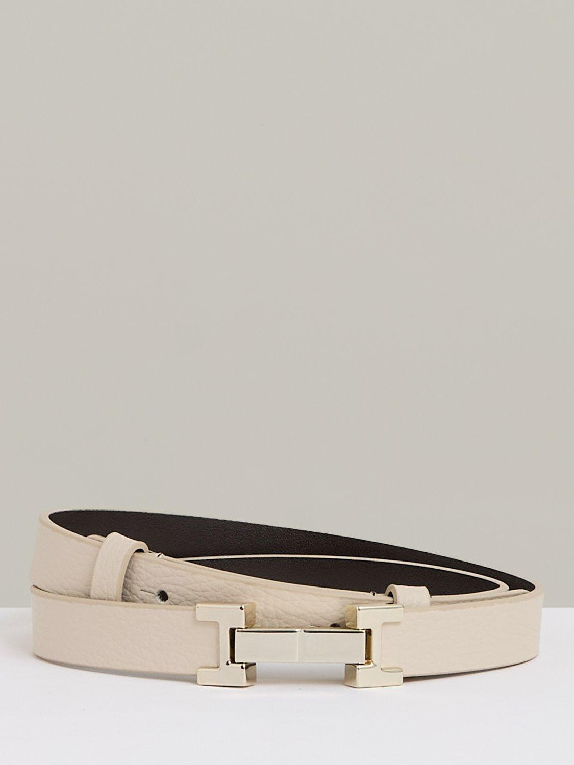 Reiss skinny leather belt metal hardware 2.4cm wide, UK version