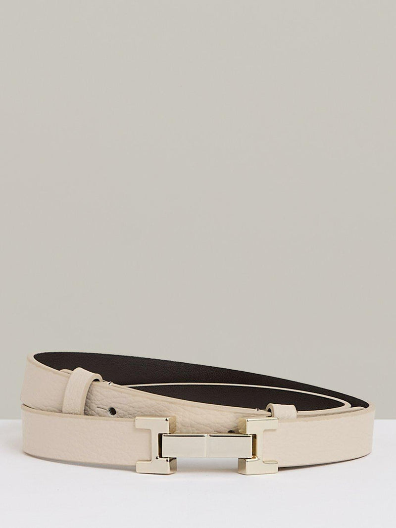 Reiss skinny leather belt metal hardware 2.4cm wide, UK version
