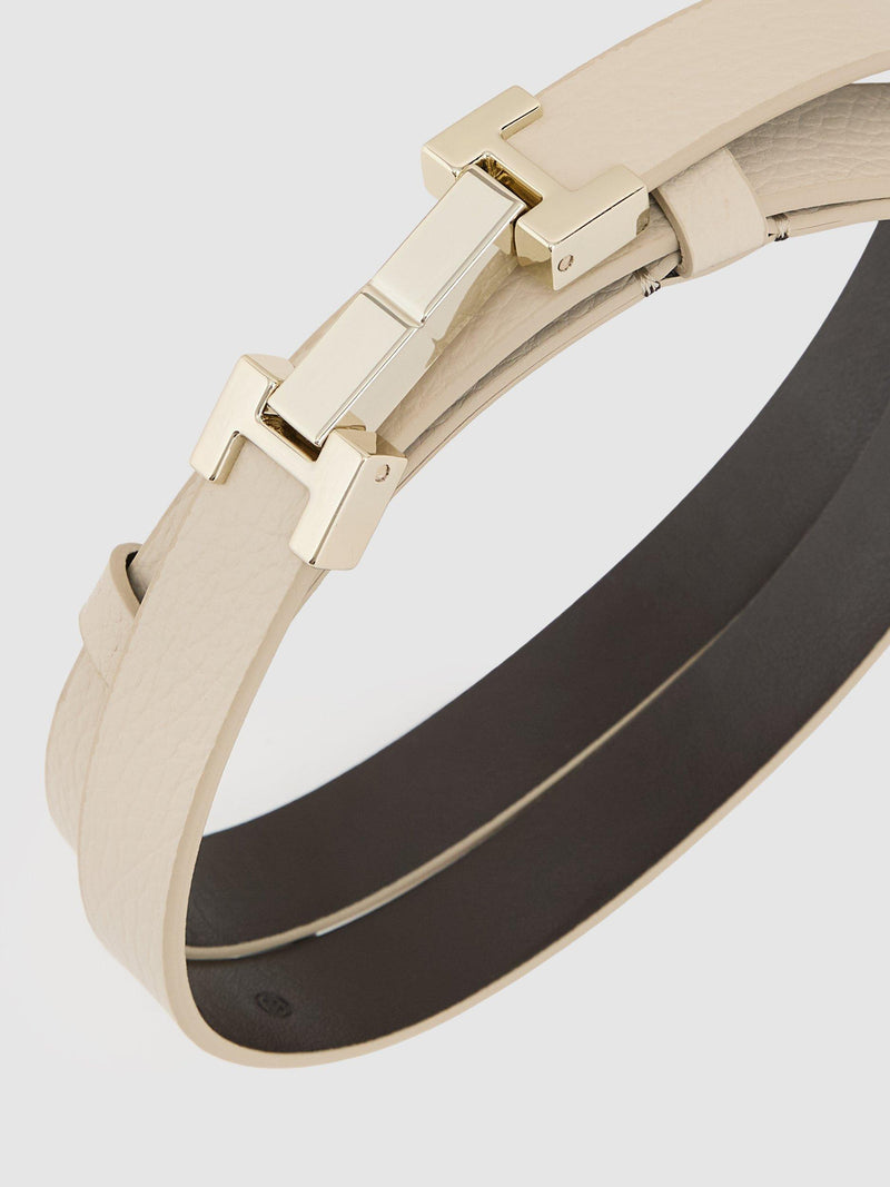 Reiss skinny leather belt metal hardware 2.4cm wide, UK version