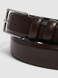 Reiss Dante leather belt in chocolate brown, UK version