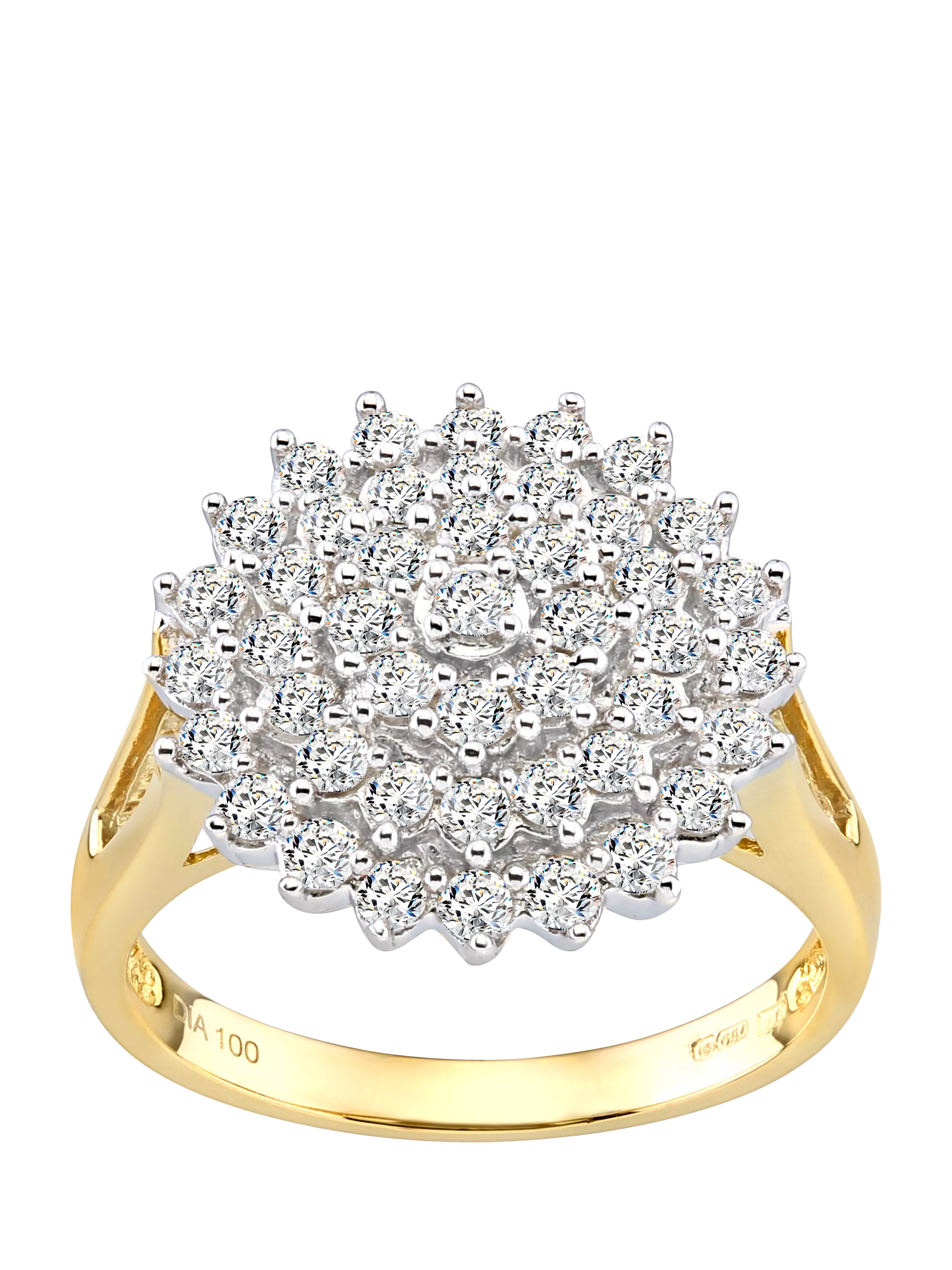 Mogul 18ct yellow gold cluster diamond ring - British product