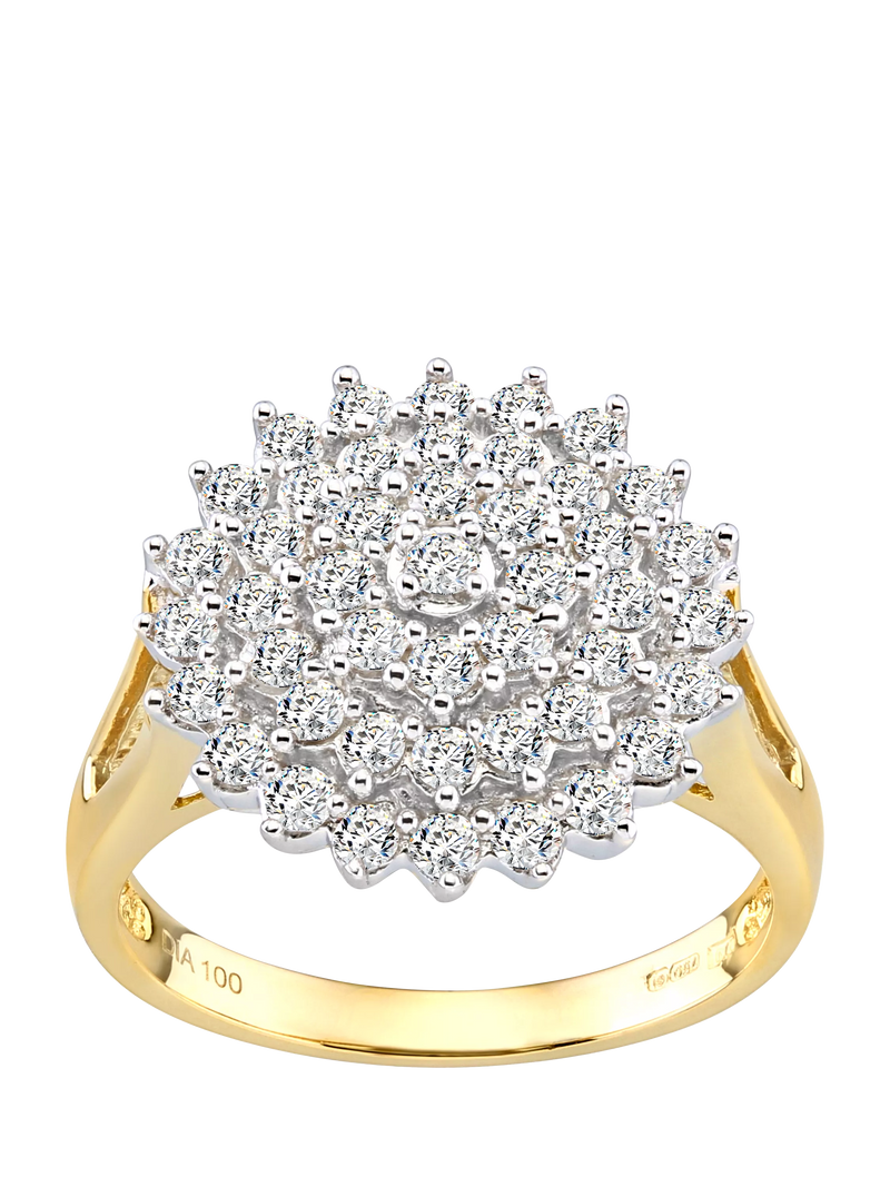 Mogul 18ct yellow gold cluster diamond ring - British product