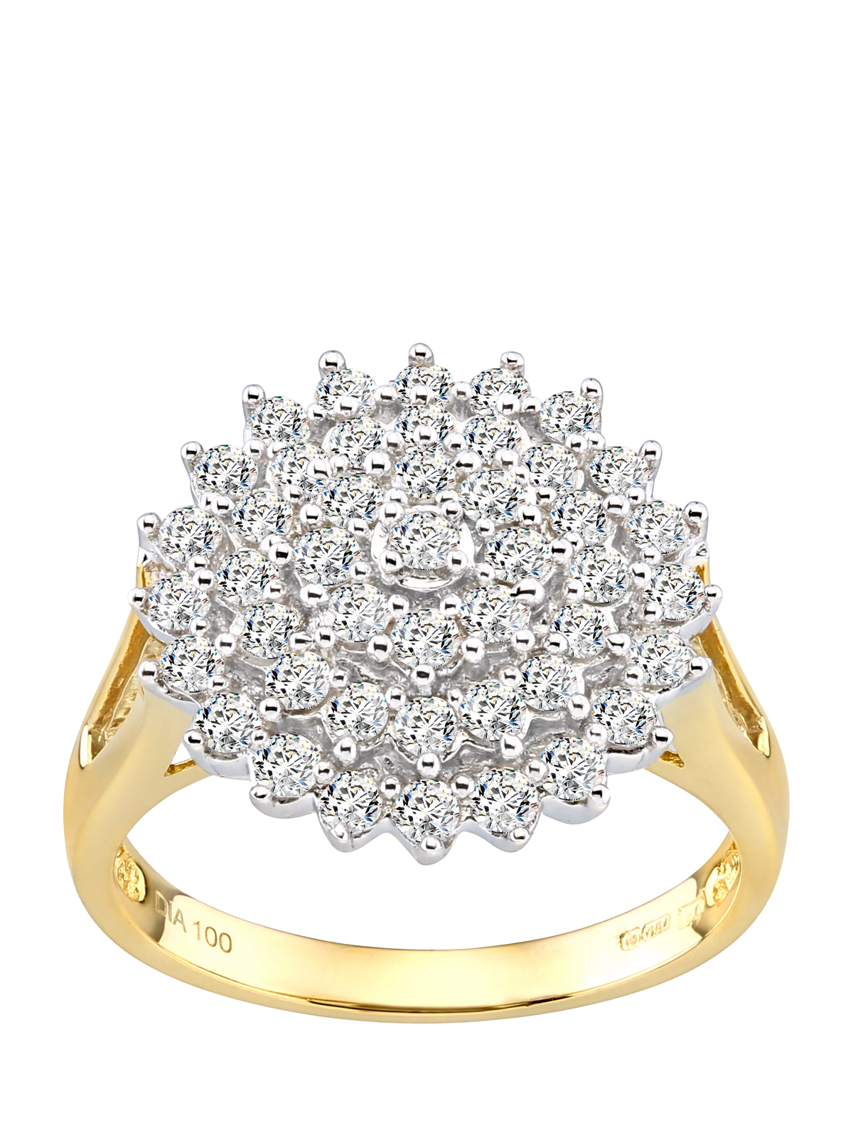 Mogul 18ct yellow gold cluster diamond ring - British product
